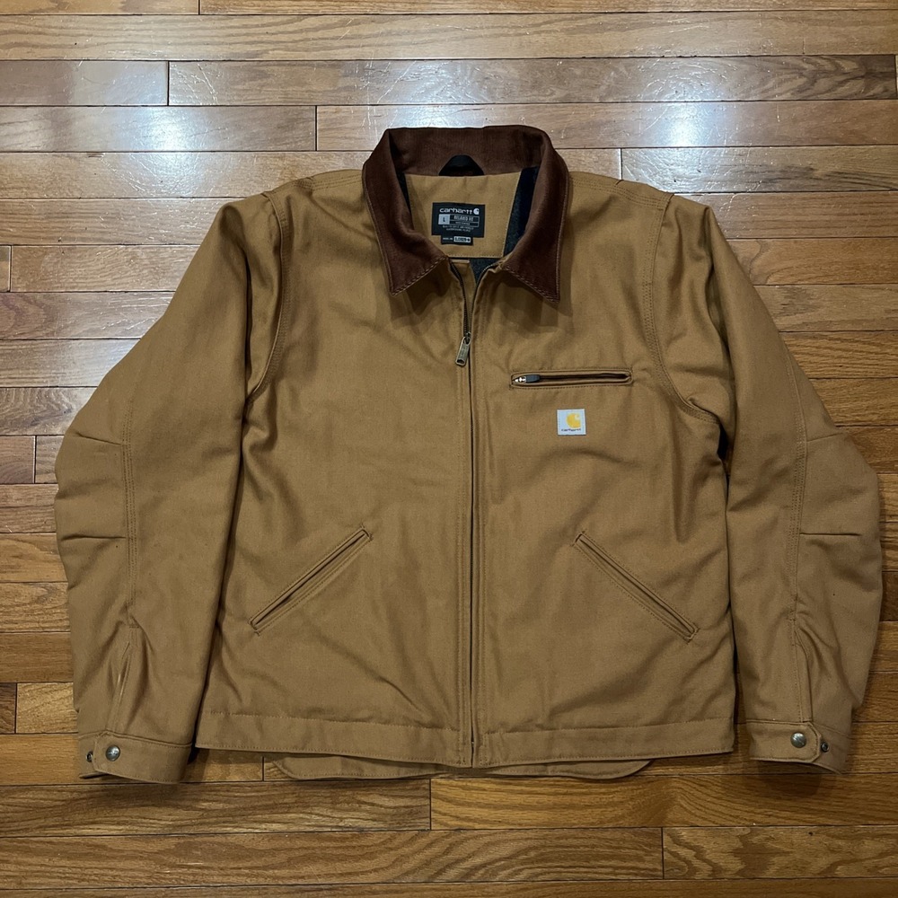 Carhartt Detroit Jacket 103828 Brown Duck Canvas Blanket Lined Mens Large - Picture 2 of 16